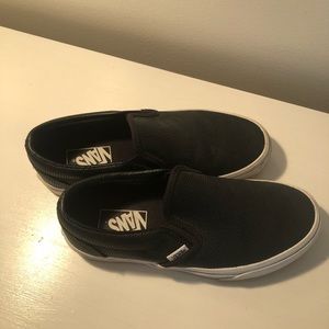 Black leather slip on vans